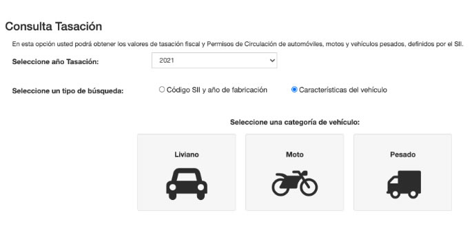 Consultar tasación vehiculos